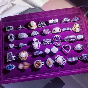 PUSHI Hot Selling Trendy Hochwertige Mischung Bulk Lot Ringe Mode Perle Perlen Ring Lieferant Zirkon Ringe Frauen