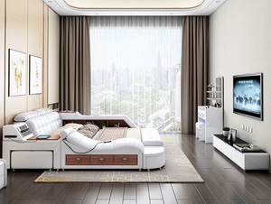 Cama Multifuncional con Funciones de Masaje y Almacenamiento, Estructura de Cama de Cuero Inteligente, Tamaño Queen y King, en Oferta - Product Image 6