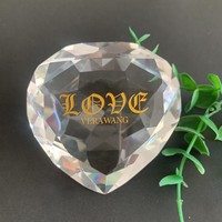 Presse-papiers en verre transparent en cristal K9 en forme de cœur, imprimé au laser, pour souvenir, vente en gros