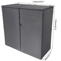 Abri de rangement pour poubelles de jardin et patio, double couvercle dissimulant les poubelles, résistant aux intempéries, en rotin PE, armoire de dissimulation pour poubelles