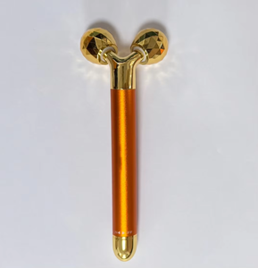 gold color zinc alloy skin care tools Electric Facial Lifting Stick 3D Golden Beauty <b>Roller</b> For Face Slimming - Product Image 2