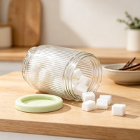 Ensemble de pots de conservation en verre transparents de haute qualité, 3 pièces, 230g, 430g, 630g, à rayures verticales, hermétiques, pour cuisine et garde-manger