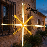 Luz LED de Arcoíris con Motivo de Estrella Cruzada 2D para Exteriores, IP65, con Marco de Aluminio Metálico de 70x70cm, para Decoración Navideña y de Paisajes