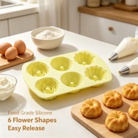 Moule à pâtisserie en silicone à 6 cavités en forme de rose, antiadhésif, de qualité alimentaire, pour pudding, gelée, soufflé, chocolat, glaçons