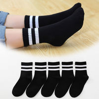 Chaussettes pour enfants, garçons et filles, chaussettes de sport mi-mollet pour étudiants, respirantes, absorbant la transpiration, en polyester