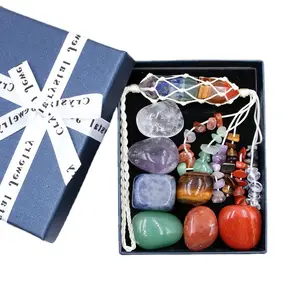 Reiki 7 Chakra Stones Set Chakra colorato cristallo curativo naturale con Splicing esagonale ornamento appeso gioielli Yoga