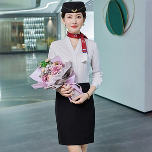 Uniforme Professionale da Assistente di Volo per Accademia di Aviazione, Abbigliamento da Lavoro ODM a Maniche Lunghe in Spandex per Saloni di Bellezza e Gioiellerie - Product Image 1