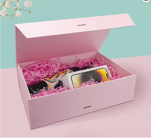 Boîte d'emballage cadeau pliable magnétique <span class=keywords><strong>de</strong></span> luxe <span class=keywords><strong>rose</strong></span> avec logo personnalisé, fermeture magnétique, boîte en <span class=keywords><strong>carton</strong></span> pour chaussures, vêtements, emballages d'expédition - Product Image 4