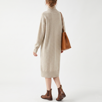 Robe pull en cachemire pour femme, col roulé, manches longues, coupe droite, style oversize