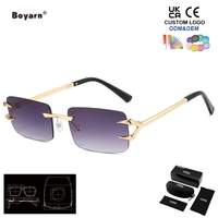 Lunettes de soleil carrées sans monture Boyarn tendance avec verres océaniques, personnalisées pour femmes, style célébrité internet