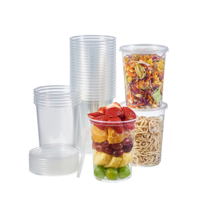 Clear <b>Plastic</b> 32 oz Storage Box Jar PP Soup Salad Bowl Disposable Food Bucket Tamper Proof Evident Deli <b>Container</b> With logo <b>Lid</b> - Product Image 1