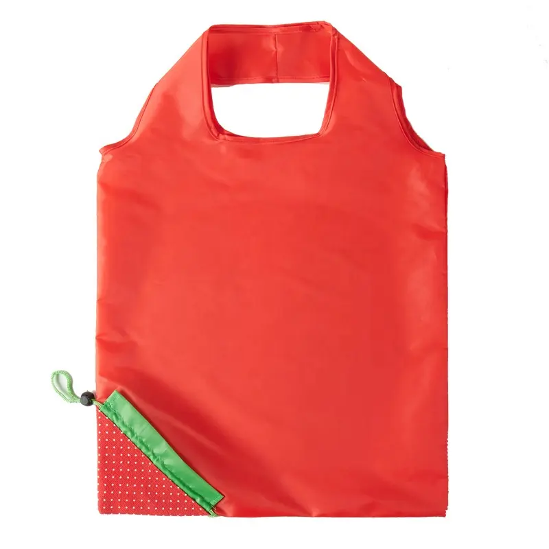 Fibra di poliestere 210T grande capacità impermeabile pieghevole riutilizzabile fragola shopping bag supermercato shopping bag