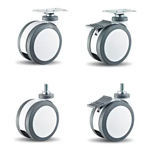 4 Zoll TPR-Kern Schwenkbare Edelstahl-Oberplatte Geräuschlose Kunststoff-Doppelrollen Krankenhausbett Medizinisches Bett Lenkrolle - Product Image 1