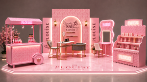 Espositore Cosmetico da Terra <span class=keywords><strong>Rosa</strong></span> Illuminato a LED di Alta Gamma per Pop-up Store, con Contenitori in Acrilico - Punto di Vendita - Product Image 5