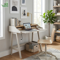 Bureau d'écriture écologique et chaleureux pour bureau à domicile ou dortoir, avec étagère de rangement surélevée, trou pour câbles, bureau d'ordinateur avec pieds en cadre, OEM