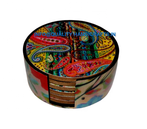 แผ่นรองแก้วไม้มะม่วงเคลือบอีพ็อกซี่ งานฝีมือแบบคลาสสิก เป็นมิตรกับสิ่งแวดล้อม คุณภาพดี รูปทรงกลม จำนวน 4 ชิ้น - Product Image 2