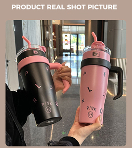 Chuyên nghiệp 1200ml công suất lớn cách nhiệt cup thép không gỉ Ice <span class=keywords><strong>Mug</strong></span> xử lý 3D rơm cho cắm trại du lịch thiết kế dễ thương - Product Image 5