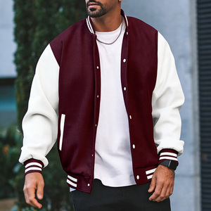 <strong>Poly</strong> Cotton Blend Varsity Jacket ODM Sporty Single Breasted Stand Collar Autumn Unisex Streetwear Baseball Bomber - Product Image 5