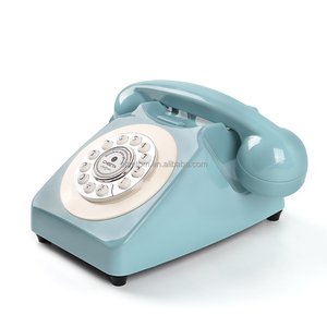 Téléphone sans fil vintage bleu antique avec carte SIM 4G, téléphone <span class=keywords><strong>fixe</strong></span>, décoration ancienne - Product Image 2