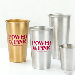 Gobelet jetable en acier inoxydable de 16 oz (473 ml), 10 oz (295 ml), 500 ml, 300 ml, 200 ml, rouge ou argenté, style américain, pour bière, boissons, stades, événements sportifs et bars - Product Image 1