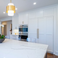 CBMMart ensemble de meubles de cuisine contemporains avec comptoir armoires en bois personnalisées à plat pour projets d'appartements