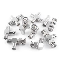 Adaptador Coaxial RF BNC Macho a Doble BNC Hembra, Conector Divisor Tipo T de 50 Ohmios y 3 Vías para Distribución de Señal de Video CCTV