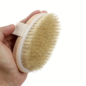 Brosse de massage corporelle exfoliante en bois, brosse de bain à poils naturels, douce, pour femme et homme, soin de la peau, utilisation humide ou sèche - Product Image 1