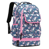 Sac à dos pour ordinateur portable de grande capacité pour étudiants, cartable résistant à l'eau avec motifs mignons, sac d'école avec boîte à lunch cachée pour filles