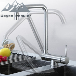 Robinet de cuisine pliable en acier inoxydable Wayon, mitigeur d'évier rotatif à 360° à levier unique - Product Image 1