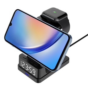 Nuevo Cargador Magnético 4 en 1 para Teléfono <span class=keywords><strong>Celular</strong></span>, Soporte Inalámbrico para Teléfono Móvil con Reloj <span class=keywords><strong>Despertador</strong></span> para iPhone - Product Image 1