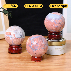 High Quality Polishing <b>Crystal</b> Sphere Natural Pink Flower Agate Sphere <b>Ball</b> for Fengshui Decoration - Product Image 3