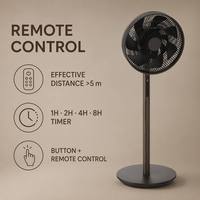 Ventilateur sur pied électrique silencieux de 12 pouces à hauteur réglable avec moteur BLDC, télécommande, 8 vitesses, vent doux et naturel, économe en énergie pour