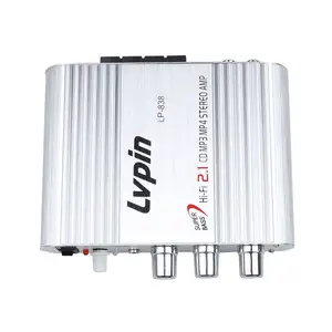 LP-838 Car Amplifier 12V Hi-fi 2.1 Amplifier Booster Radio CD MP3 MP4 Stereo AMP Bass Speaker Player for Car Home JXD 3 (2.1)