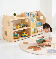 Maßgefertigter Montessori Kinder-Kleiderständer Möbel Holz-Kleiderregal für Kinder Kinderzimmer-Organizer mit Regal Kinder-Bücherregal