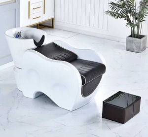 Lit de lavage semi-allongé pour salon de coiffure, avec fonction de rinçage et de massage, en fibre de verre, modèle Internet Hamous - Product Image 4