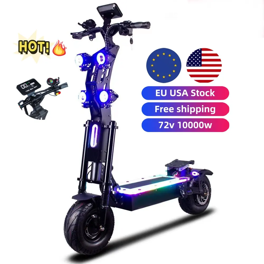 Scooter elétrico rápido 120 km/h, potente armazém da ue e eua 72v 40ah, pneu offroad dobrável de 2 rodas e 13 polegadas, 10000w