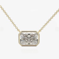 Collar de Plata de Ley 925 Chapado en Oro de 14k con Colgante de Moissanita Radiante VVS de 2ct, Estilo Oriente-Oeste, Joyería Antideslustre para Mujer
