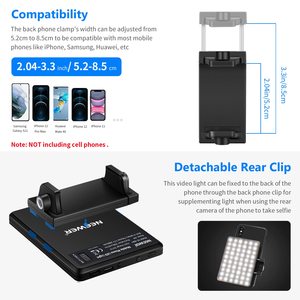 Công suất cao 60 LED 2000mAh có thể sạc lại CRI 95 + Neewer Selfie ánh sáng với Front & Back điện thoại Clip 3 chế độ ánh sáng video điền vào ánh sáng - Product Image 5