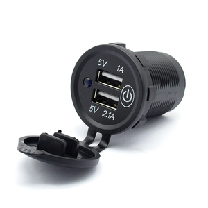 Caricatore USB per Auto con Luce LED, 2 Porte USB, <span class=keywords><strong>Presa</strong></span> di Ricarica Impermeabile per Auto 12v 24v, <span class=keywords><strong>Adattatore</strong></span> di Alimentazione per <span class=keywords><strong>Accendisigari</strong></span> - Product Image 1