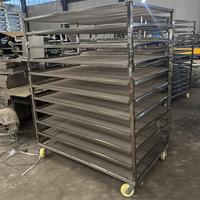 Chariot de refroidissement et de déshydratation pour boulangerie, avec étagères amovibles en acier inoxydable pour la cuisson et le séchage