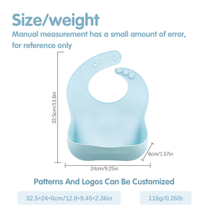 Bavoirs pour bébés en silicone de qualité alimentaire personnalisés, très bien notés, pour les tout-petits, sans BPA, imperméables, avec fermeture à bouton - Product Image 2