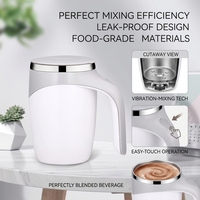 Mug à café à agitation magnétique, rechargeable par USB, démarrage à un bouton, tasse mélangeuse en acier inoxydable, cadeau d'entreprise pour le bureau