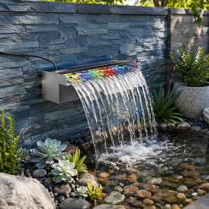 Fontana a LED in Acciaio Inox per Esterni, Cascata Decorativa per <span class=keywords><strong>Giardino</strong></span> e Cortile con Effetto Acqua Corrente - Product Image 1