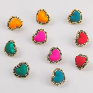 Kaimei alloy resin heart-shaped earrings female simple and versatile fashion girl handmade women heart stud earrings