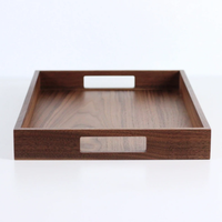 Plateau de service en bois de noyer avec poignées rangement de salle de bain en laque empilable pliable pour la décoration intérieure et la décoration de salon