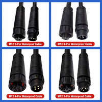 Connecteur et câble étanches M12 IP67 mâle-femelle pour câble électrique, 2, 3, 4, 5, 6, 8 broches, pour éclairage LED de culture