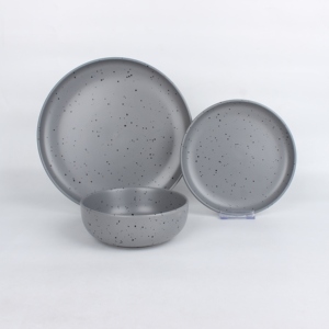 Đồ ăn bằng đá với dấu chấm màu đen thiết kế gốm tấm ăn tối với màu sắc tương phản đốm Bán hàng nóng đốm tấm - Product Image 2