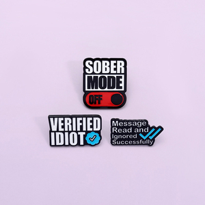 Sober Chế Độ Off Xác Minh Idiot Men Pins Hài Hước Satirical Trâm Cài Ve Áo Ba Lô Huy Hiệu Vui Báo Giá Đồ Trang Sức Quà Tặng Cho Bạn Bè - Product Image 4