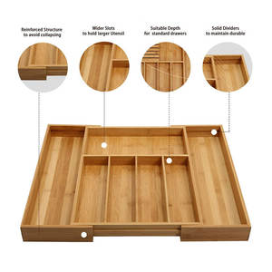 Organisateur de tiroir en bambou pour couverts, couteaux de cuisine et ustensiles de table - Product Image 5