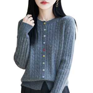 인기 폭발! 재고 확보! 100% 순모 여성 가디건, 트위스트 니트, 화려한 버튼 여성 가디건 - Product Image 5